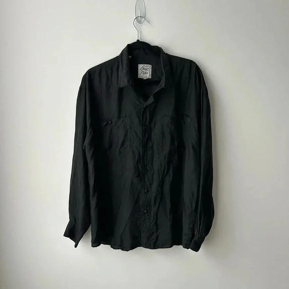 Vintage  oversized 100% silk black top - Picture 1 of 11